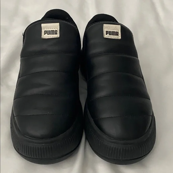 Puma Mayu Black Leather Puffy Slip On Sneakers Size 8 Women’s - Picture 2 of 14